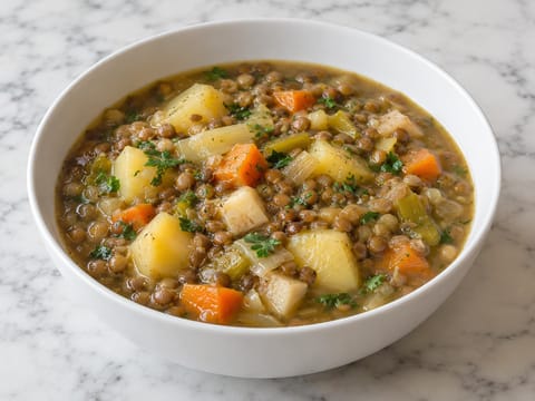 Vegetarisk lins- och potatiseintopf Vegetarisk lins- och potatiseintopf