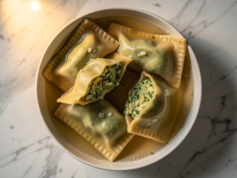 Vegetáriánus Maultaschen (spenótos-ricottás tésztatáskák) Vegetáriánus Maultaschen (spenótos-ricottás tésztatáskák)
