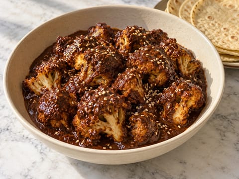 Vegetarian Mole Poblano with Roasted Cauliflower Vegetarian Mole Poblano with Roasted Cauliflower