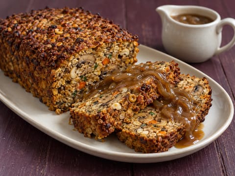 Vegetarian Nut Roast with Onion Gravy