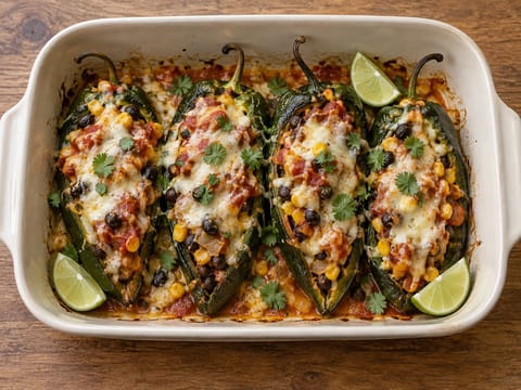 Vegetáriánus töltött poblano paprika Vegetáriánus töltött poblano paprika