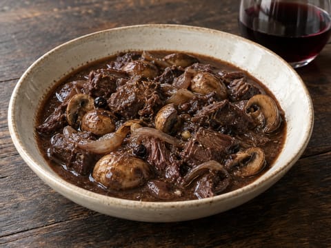 Spezzatino di cervo con ginepro e vino rosso