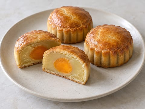 Mooncakes al estilo vietnamita (mooncakes horneados con relleno de judía mungo)