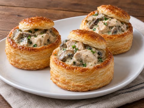 Vol-au-Vent (tavuklu ve mantarlı milföy kaseleri) Vol-au-Vent (tavuklu ve mantarlı milföy kaseleri)