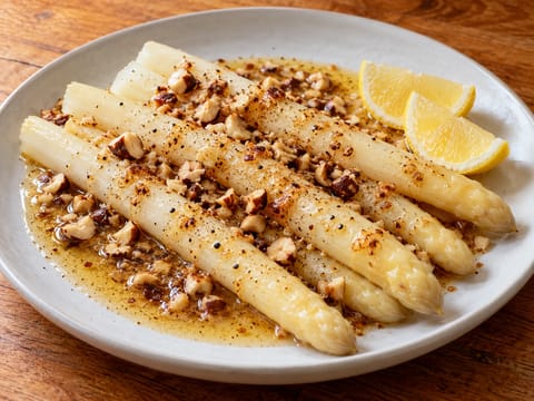 Asparagi bianchi con burro alle nocciole Asparagi bianchi con burro alle nocciole