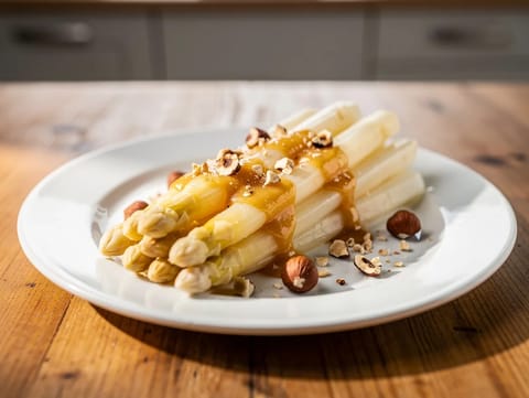 Asparagi bianchi con burro alle nocciole Asparagi bianchi con burro alle nocciole