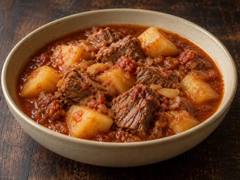 Yakhnet Batata (libanesischer Kartoffel-Lamm-Eintopf) Yakhnet Batata (libanesischer Kartoffel-Lamm-Eintopf)