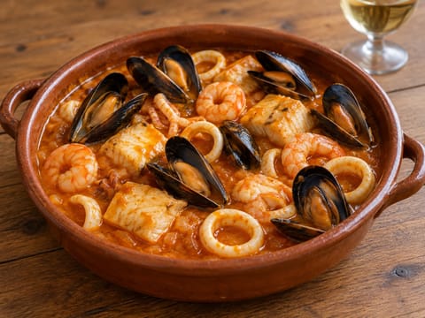 Zarzuela de Mariscos (catalansk skaldyrs- og fiskestuvning) Zarzuela de Mariscos (catalansk skaldyrs- og fiskestuvning)