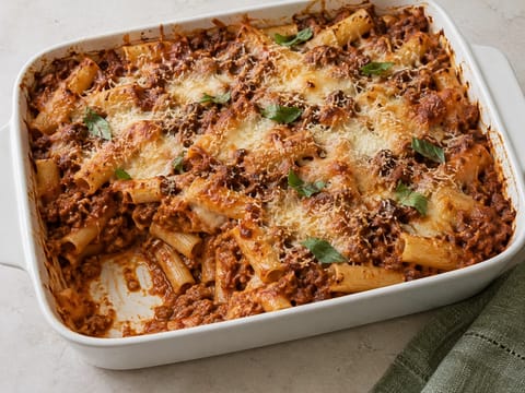 Ziti al Forno (gebackene Ziti mit Rinderragù und Provola) Ziti al Forno (gebackene Ziti mit Rinderragù und Provola)