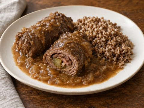Zrazy Wołowe (involtini di manzo polacchi con grano saraceno) Zrazy Wołowe (involtini di manzo polacchi con grano saraceno)
