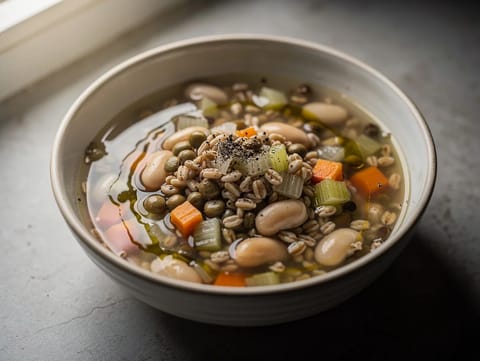 Zuppa di Farro e Legumi (σούπα με ντίνκελ και ανάμεικτα όσπρια)