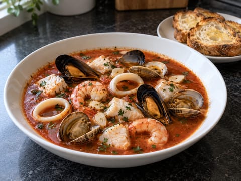 Zuppa di Pesce alla Pugliese (apulijská rajčatová rybí polévka) Zuppa di Pesce alla Pugliese (apulijská rajčatová rybí polévka)