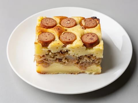 Zuurkoolschotel Met Rookworst (sformato olandese di crauti con salsiccia affumicata) Zuurkoolschotel Met Rookworst (sformato olandese di crauti con salsiccia affumicata)