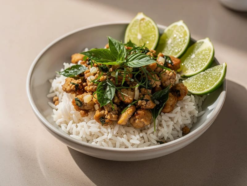 Thaise kipballetjes met basilicum uit de airfryer Thaise kipballetjes met basilicum uit de airfryer