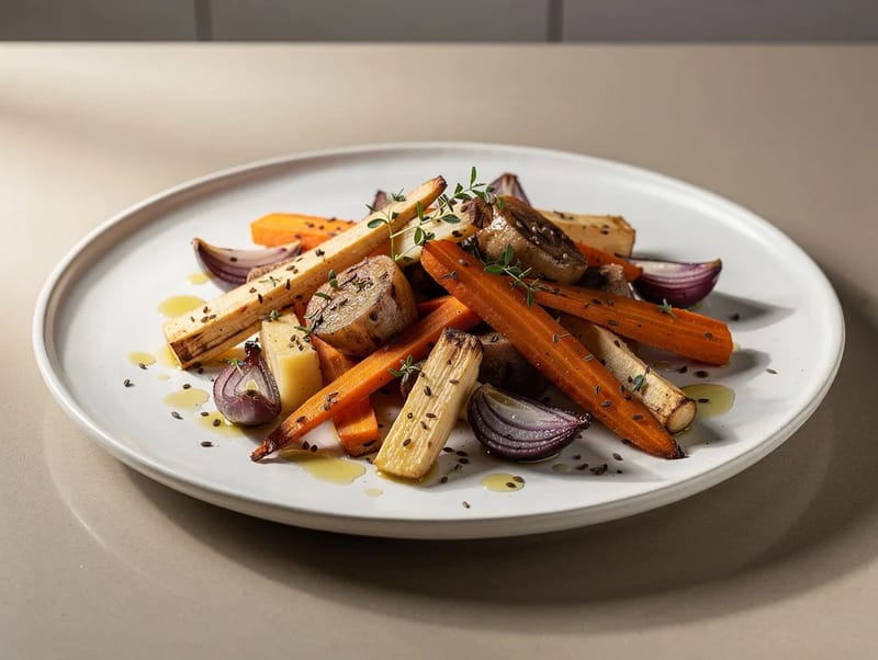 Roasted Nordic Root Vegetables with Thyme and Caraway Roasted Nordic Root Vegetables with Thyme and Caraway