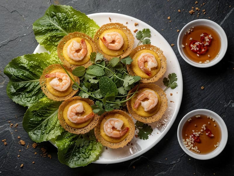 Banh Khot (mini salte pandekager med rejer) Banh Khot (mini salte pandekager med rejer)
