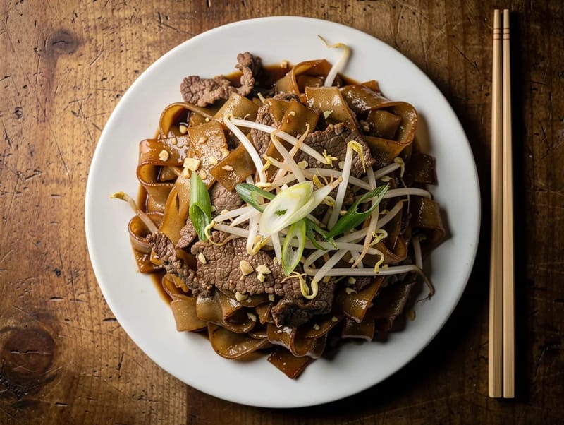Beef Chow Fun (pirított rizstészta) Beef Chow Fun (pirított rizstészta)