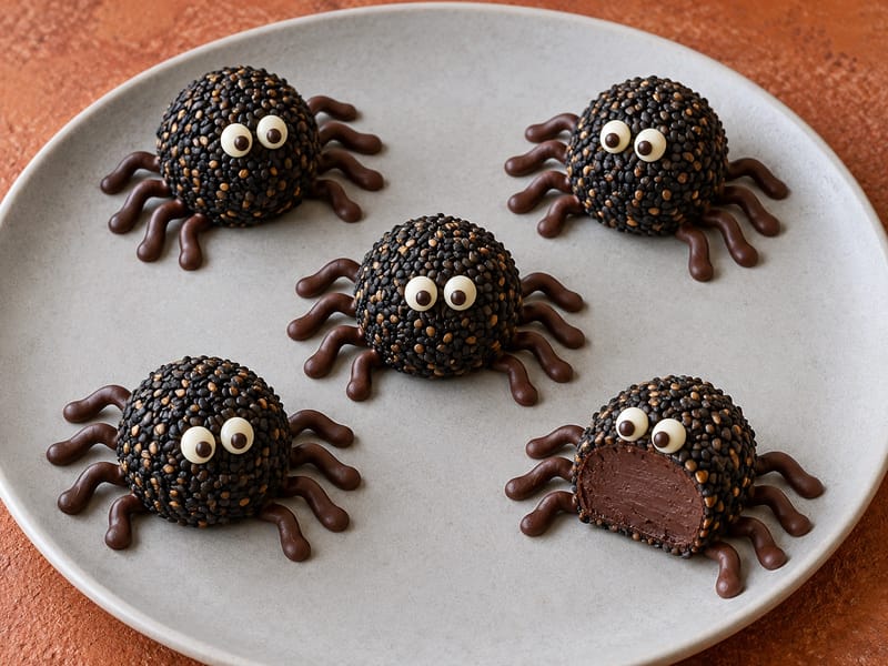 Black Sesame Chocolate Spiders Black Sesame Chocolate Spiders