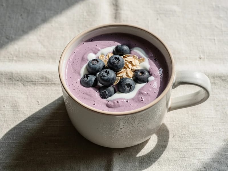 Blueberry Breakfast Smoothie with Oats and Greek Yoghurt Blueberry Breakfast Smoothie with Oats and Greek Yoghurt