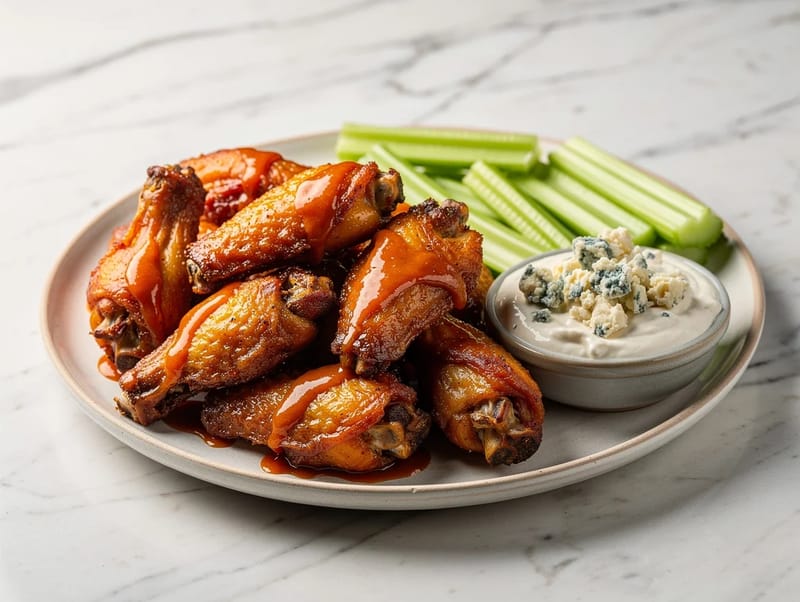 Bagte Buffalo chicken wings (hot sauce og smør) Bagte Buffalo chicken wings (hot sauce og smør)