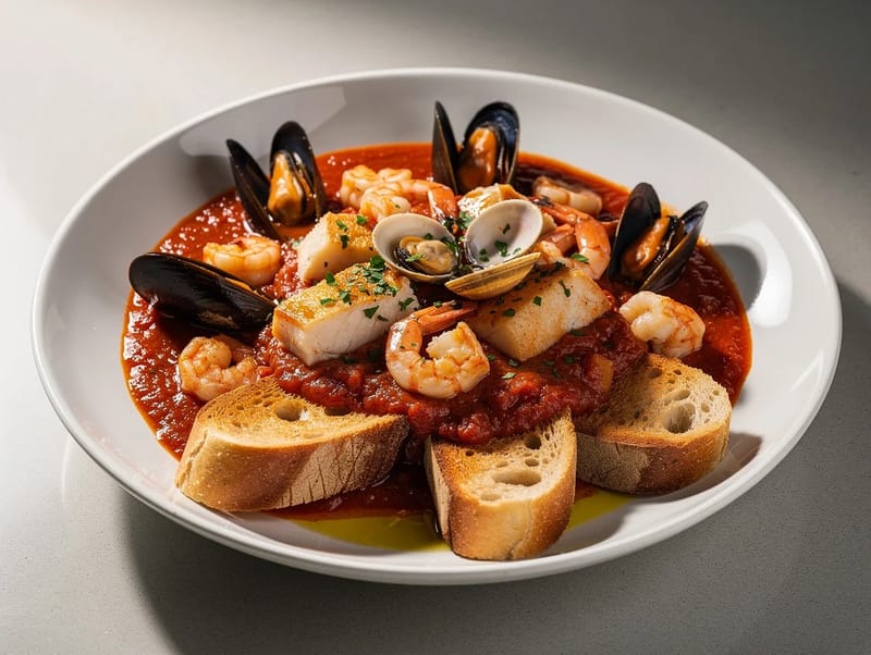 Cacciucco (Ensopado de peixe toscano) Cacciucco (Ensopado de peixe toscano)