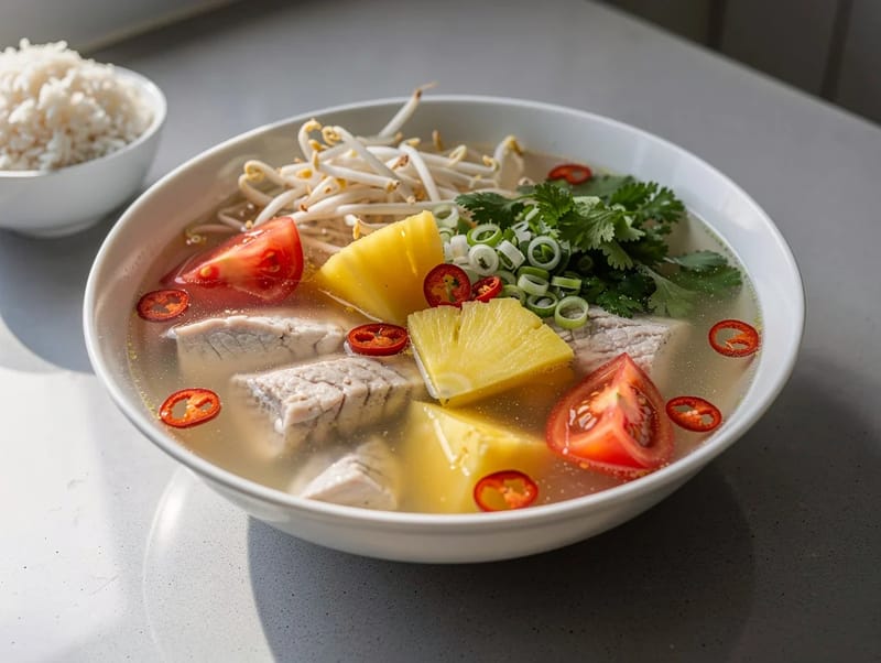 Canh Chua (Sopa vietnamita agridoce de peixe) Canh Chua (Sopa vietnamita agridoce de peixe)