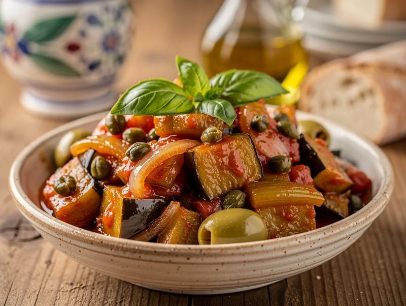 Caponata Siciliana (Estufado siciliano agridoce de beringela) Caponata Siciliana (Estufado siciliano agridoce de beringela)