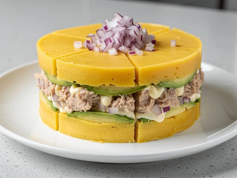 Peruvian Causa Rellena (Chilled Potato Layer Cake) Peruvian Causa Rellena (Chilled Potato Layer Cake)