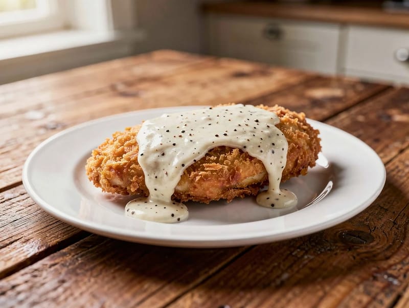 Chicken Fried Chicken mit weißer Soße Chicken Fried Chicken mit weißer Soße