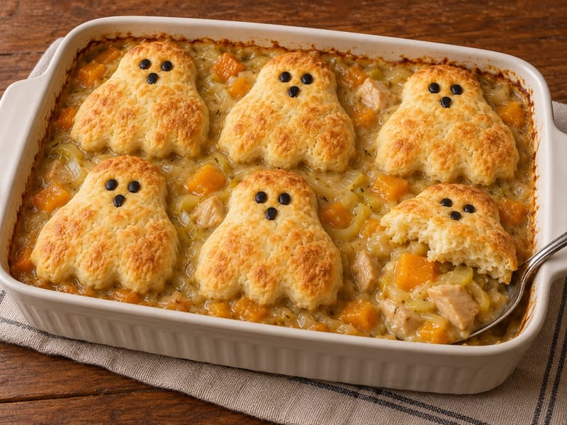 Chicken and Pumpkin Ghost Cobbler Chicken and Pumpkin Ghost Cobbler