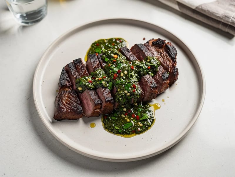 Churrasco avec chimichurri (steak de bœuf grillé) Churrasco avec chimichurri (steak de bœuf grillé)