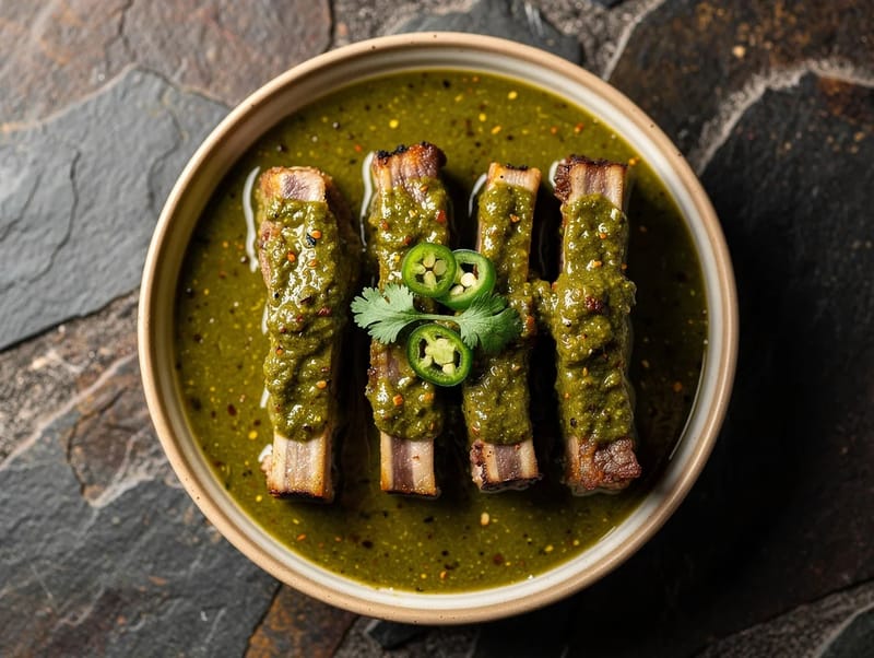 Costillas en Salsa Verde (costelas de porco em molho de tomatillo) Costillas en Salsa Verde (costelas de porco em molho de tomatillo)