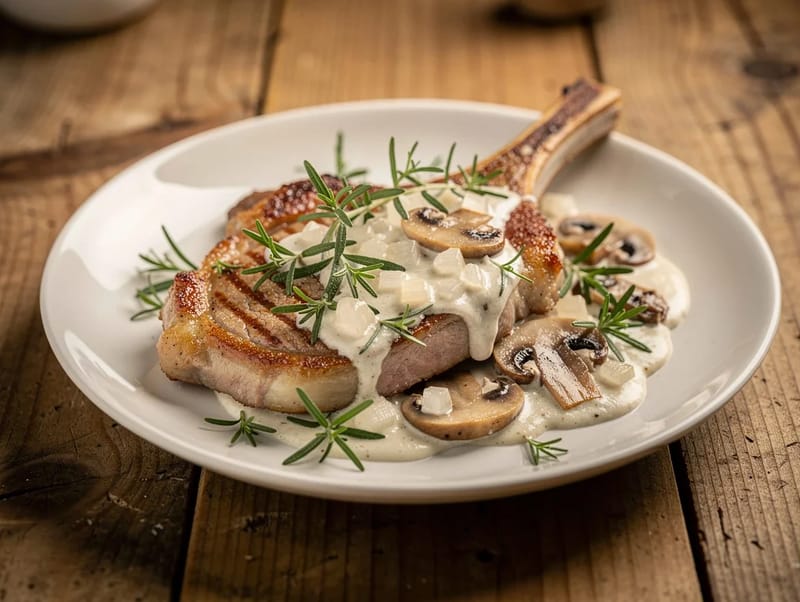 Côte de Veau à la Crème (Veal Chops with Mushroom Cream Sauce) Côte de Veau à la Crème (Veal Chops with Mushroom Cream Sauce)