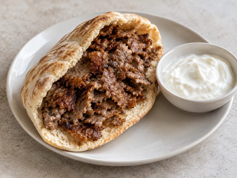 Házi döner kebab (fűszeres bárány pitában) Házi döner kebab (fűszeres bárány pitában)