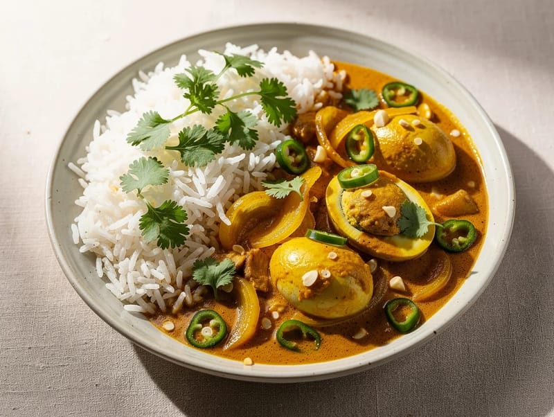 Curry z jajek z ryżem basmati Curry z jajek z ryżem basmati