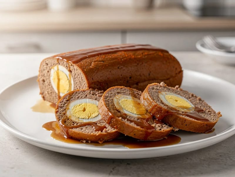 Falscher Hase (German Stuffed Meatloaf with Eggs) Falscher Hase (German Stuffed Meatloaf with Eggs)