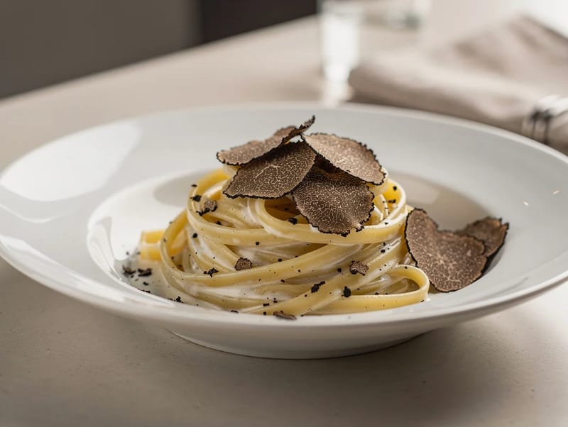 Fettuccine al Tartufo Nero (Fettuccine mit schwarzem Trüffel) Fettuccine al Tartufo Nero (Fettuccine mit schwarzem Trüffel)