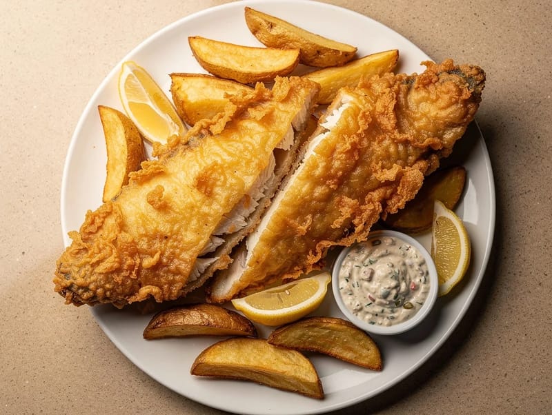 Fish and Chips (Beer-Battered Fish with Chunky Chips) Fish and Chips (Beer-Battered Fish with Chunky Chips)