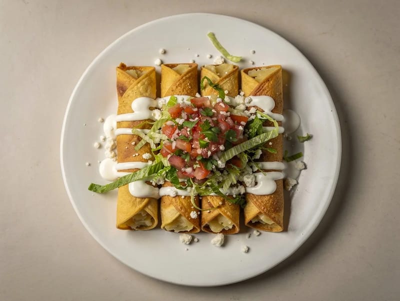 Flautas de Papa con Crema (flautas de batata crocantes) Flautas de Papa con Crema (flautas de batata crocantes)