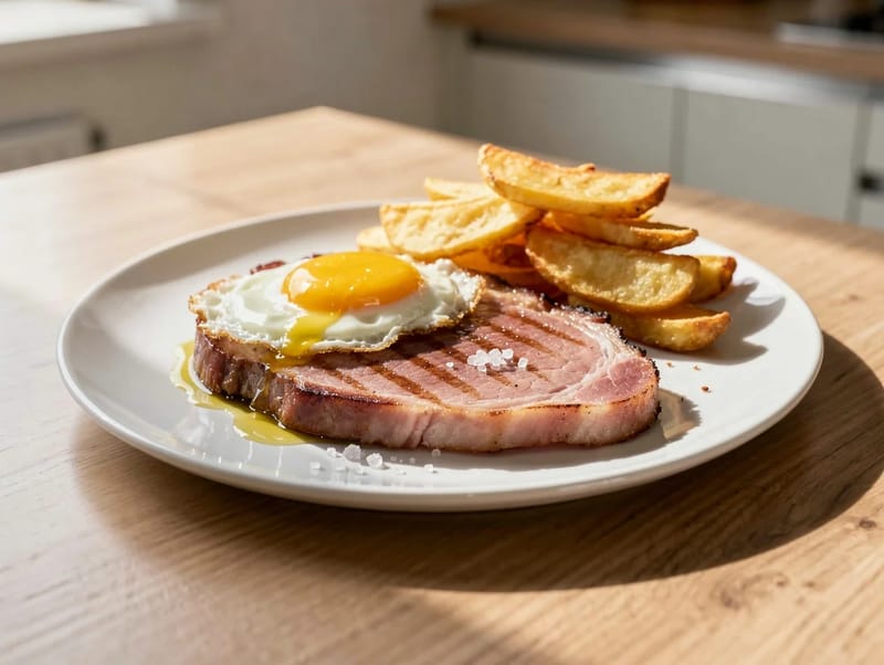 Gammon Steak with Fried Egg and Chips Gammon Steak with Fried Egg and Chips
