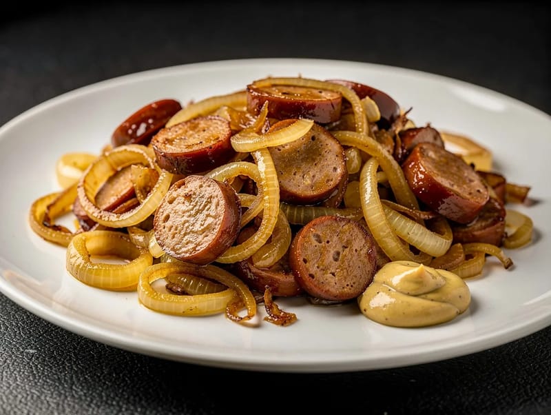 Kiełbasa z Cebulką (In de pan gebakken worst met ui) Kiełbasa z Cebulką (In de pan gebakken worst met ui)