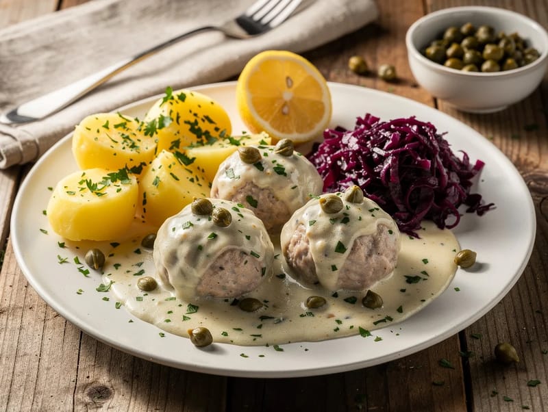 Königsberger Klopse (húsgombóc kapribogyós mártásban) Königsberger Klopse (húsgombóc kapribogyós mártásban)