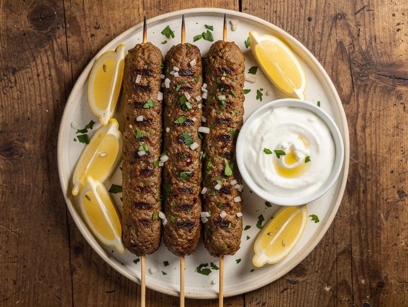 Kebabs kofta de bœuf Kebabs kofta de bœuf