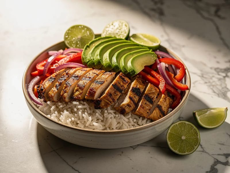 Mexicansk kyllingefajita-bowl Mexicansk kyllingefajita-bowl