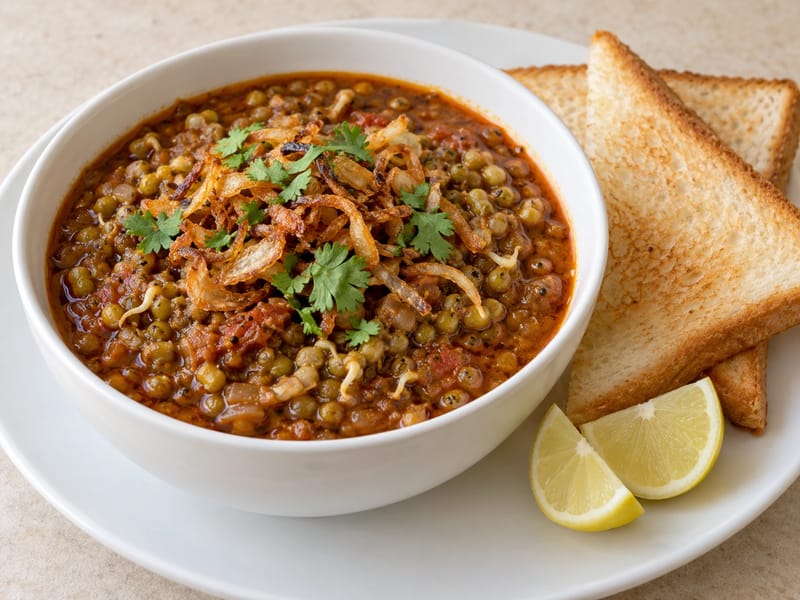 Misal Pav (csípős csíráztatottbab-curry) Misal Pav (csípős csíráztatottbab-curry)