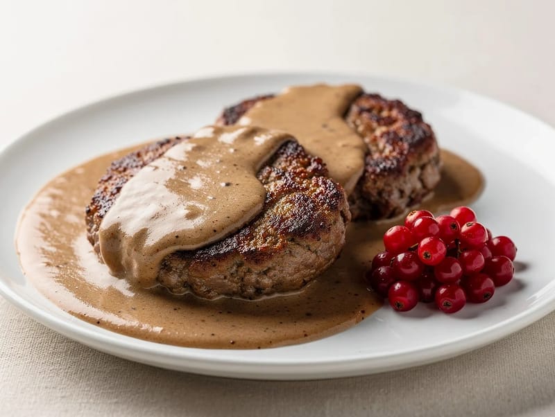 Pannbiff (Swedish Beef Patties with Cream Gravy) Pannbiff (Swedish Beef Patties with Cream Gravy)