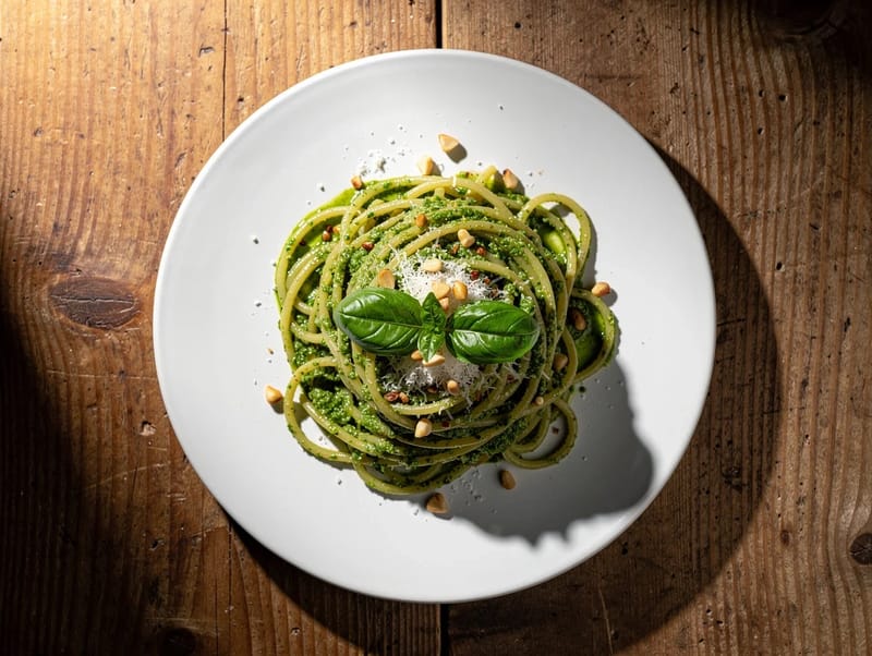 Pasta al Pesto Genovese Tradizionale (Basil Pesto Pasta) Pasta al Pesto Genovese Tradizionale (Basil Pesto Pasta)