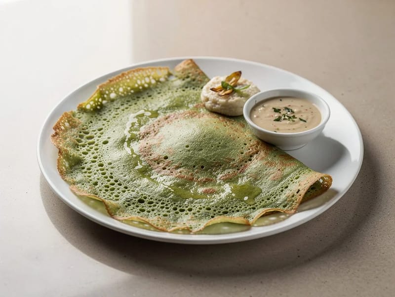 Pesarattu (dosa de judía mungo) Pesarattu (dosa de judía mungo)
