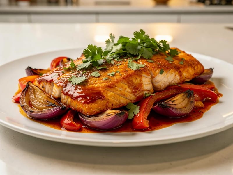 Pescado en Achiote (bagt fisk med annattopasta) Pescado en Achiote (bagt fisk med annattopasta)