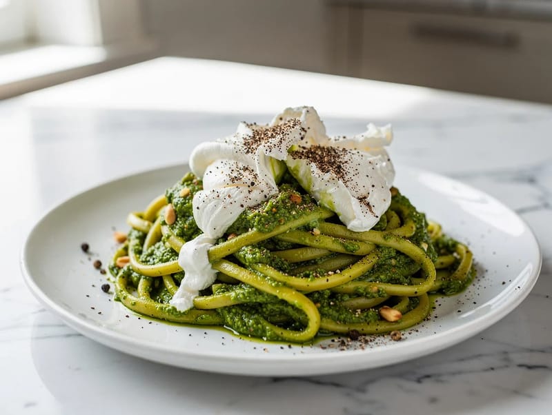 Pesto Pasta with Burrata Pesto Pasta with Burrata